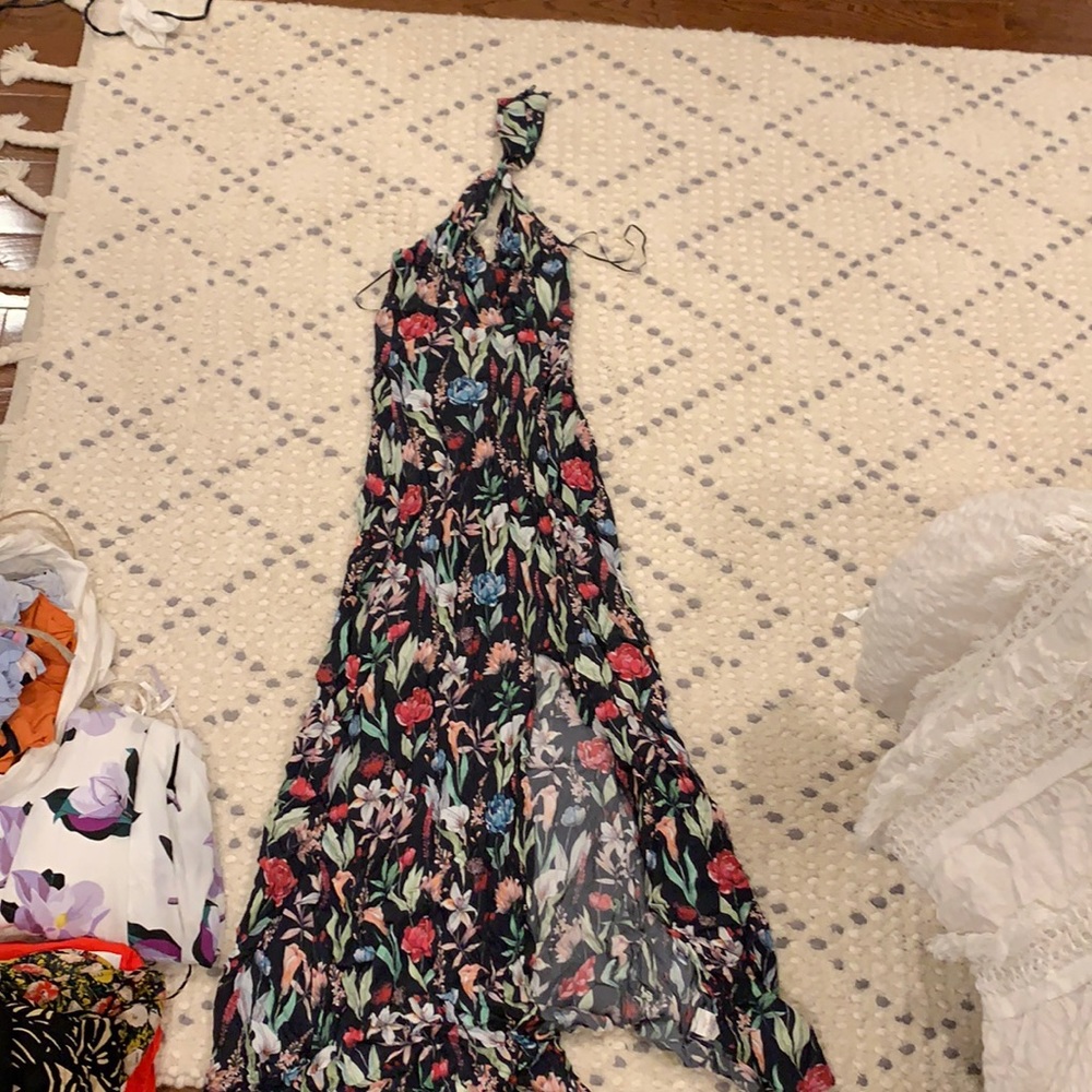 Black floral halter sundress
